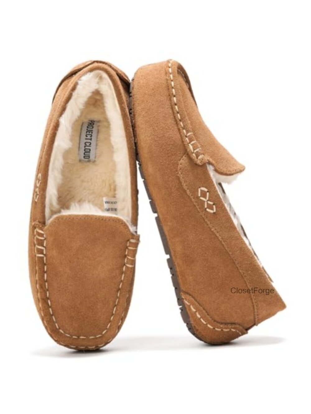 Women's Genuine Leather Fur Lined Slippers Mocc Foam Non-Slip